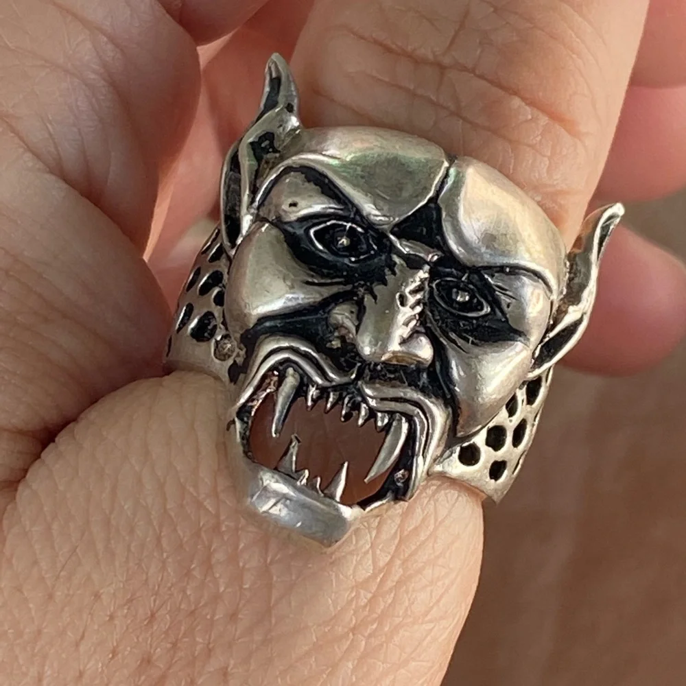 925 sterling silver devil man skull ring